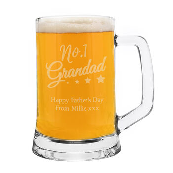 Personalised No.One Grandad Glass Tankard And Gift Box, 3 of 4