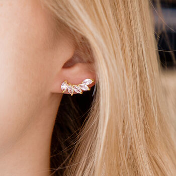 Crystal Encrusted Ear Climber Earrings In Colours, 5 of 6
