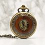 Bronze And Wood Engraved Pocket Watch, thumbnail 3 of 5