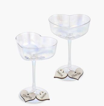 Pair Of Personalised Heart Champagne Glasses, 3 of 4