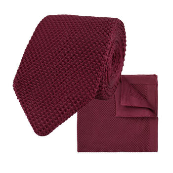 Wine Red Diamond End Knitted Neck Tie In 100% Soft Polyester, 11 of 11