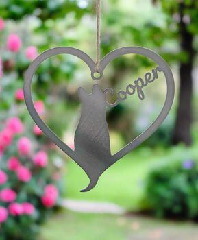Personalised Dog Pointed Ears Silhouette Steel Heart, 5 of 5