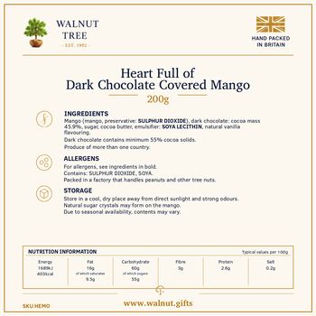 Dark Chocolate Dipped Mango Slices Heart Tin Gift – 200g, 5 of 7