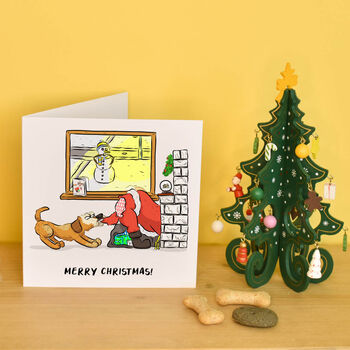 Santa And Dog Chimney Christmas Card, 2 of 3
