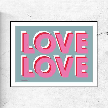 Love Love Typographic Art Print, 2 of 3
