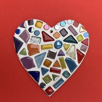 Childs Christmas Hanging Heart Mosaic Craft Kit, 4 of 4