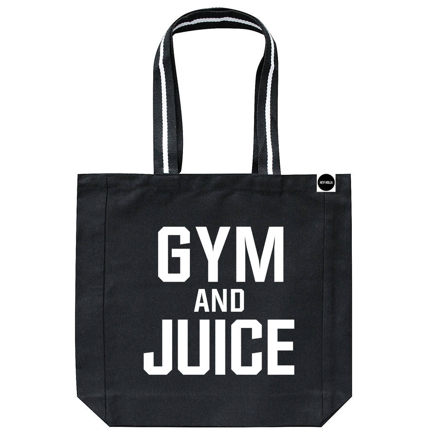 'Gym And Juice' Bag, Black And White By Hey Holla | notonthehighstreet.com