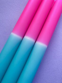 'Bubblegum' Dip Dye Dinner Candles Trio, 5 of 5