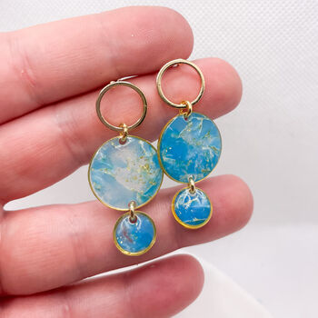 Circular Turquoise Clay And Resin Statement Earrings, 9 of 11