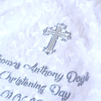 Personalised White Rose Christening Blanket, 2 of 7