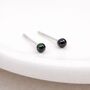 Sterling Silver Black Peacock Freshwater Pearl Micro Stud Earrings – 3mm, thumbnail 2 of 4