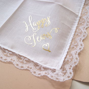 Ladies Wedding Gift Handkerchief Happy Tears, 2 of 8