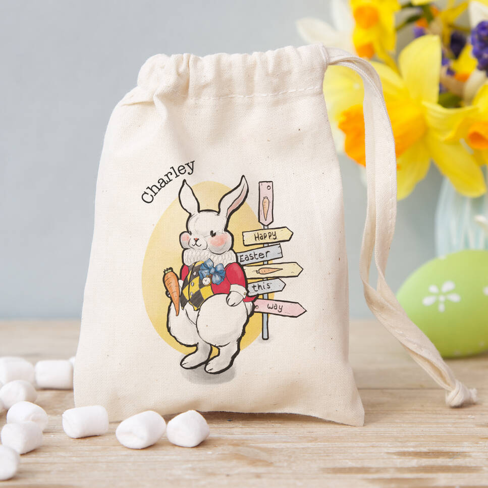 Personalised White Rabbit Easter Sweet Bag, 1 of 2