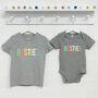 Pastels Besties Matching Kids T Shirts Grey, thumbnail 1 of 3
