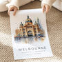 Melbourne Australia City Landmark Travel Poster, thumbnail 4 of 7