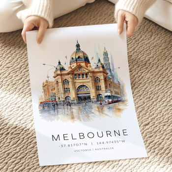 Melbourne Australia City Landmark Travel Poster, 4 of 7