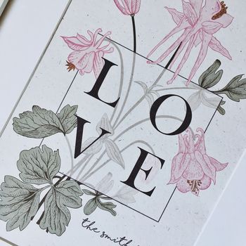 Vintage Love Botanical Personalised Print, 6 of 12