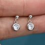 Sterling Silver Tiny Dangling Solitaire Cz Stone Drop Stud Earrings, thumbnail 4 of 12