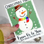Personalised Snowman Hugs Christmas Card, thumbnail 2 of 6
