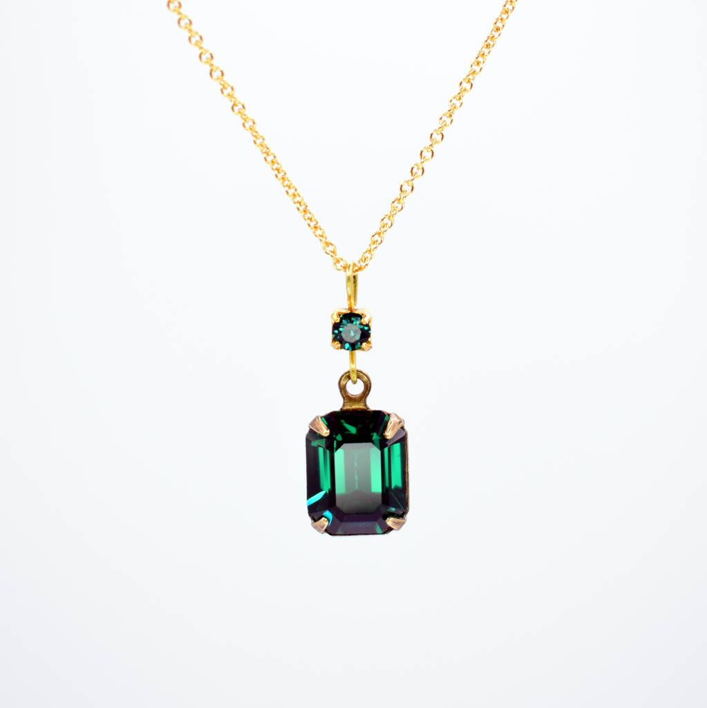 Emerald Green Crystal Pendant Necklace By Katherine Swaine ...