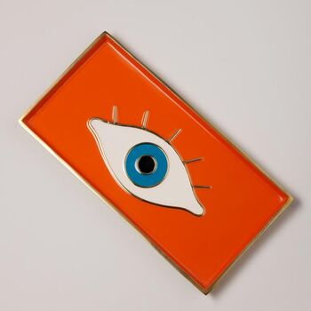 Evil Eye Aluminium Trinket Tray In Orange, 2 of 5