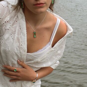 Emerald Reef Small Drop Sterling Silver Pendant, 2 of 9
