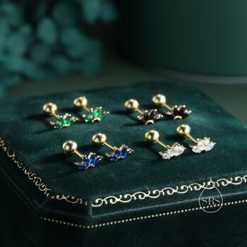 Lotus Flower Cz Screw Back Or Stud Earrings, 5 of 12