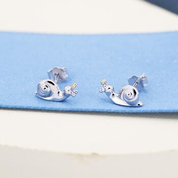Snail Stud Earrings In Sterling Silver, 3 of 11
