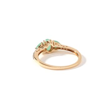 Yellow Gold Natural Emerald And Diamond Trilogy Ring, 5 of 6