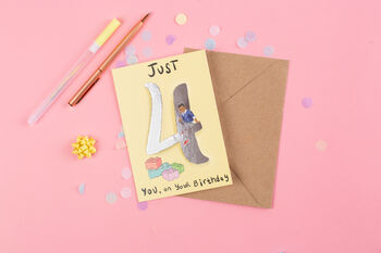 Just Four You Black Children's Birthday Card, 3 of 3