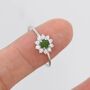 Genuine Jade Stone Halo Ring In Sterling Silver, thumbnail 3 of 11