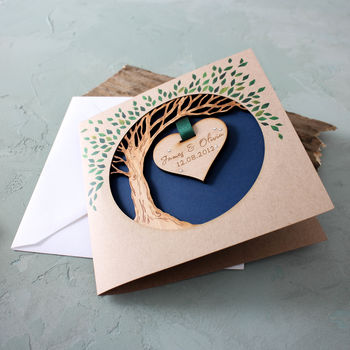 Wooden Hanging Heart Tree Keepsake Card, 2 of 3