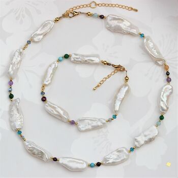 White Long Pearl And Gemstone Bracelet, 5 of 11