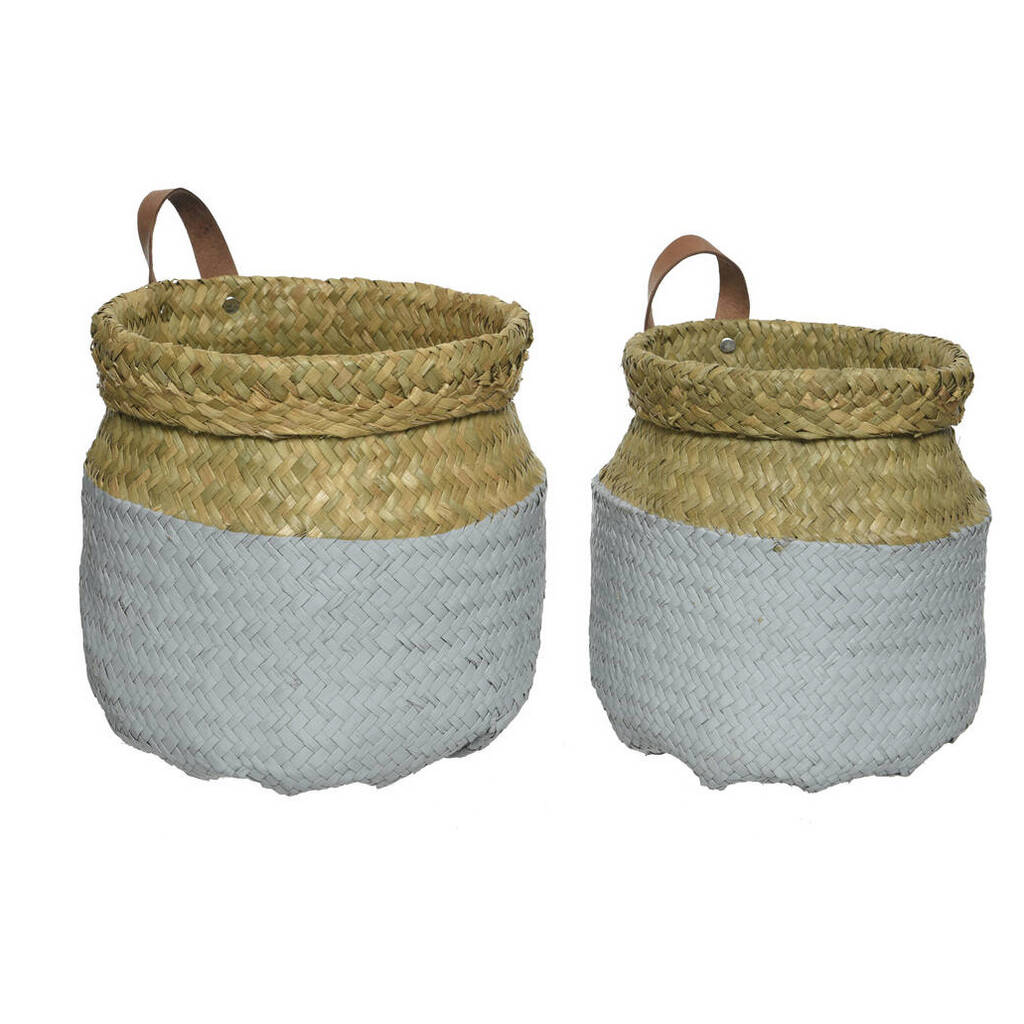 Seagrass Storage Basket With Leather Handle By Ella James