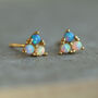 Turquoise Trio Opal Stud Earrings, thumbnail 5 of 7