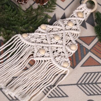 Handmade Christmas Tree Festive Decoration White Cotton And Wood, 2 of 6