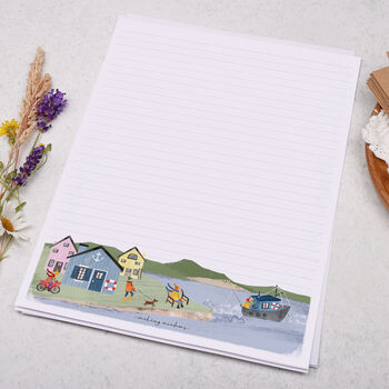 A4 Letter Writing Paper With Fishing Seaside Village, 3 of 4