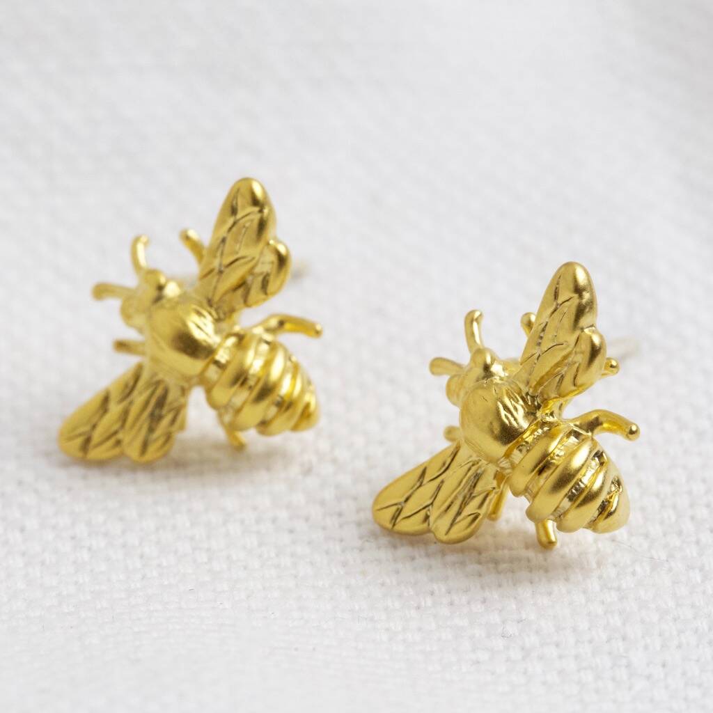 Gold Bumblebee Stud Earrings By Lisa Angel | notonthehighstreet.com