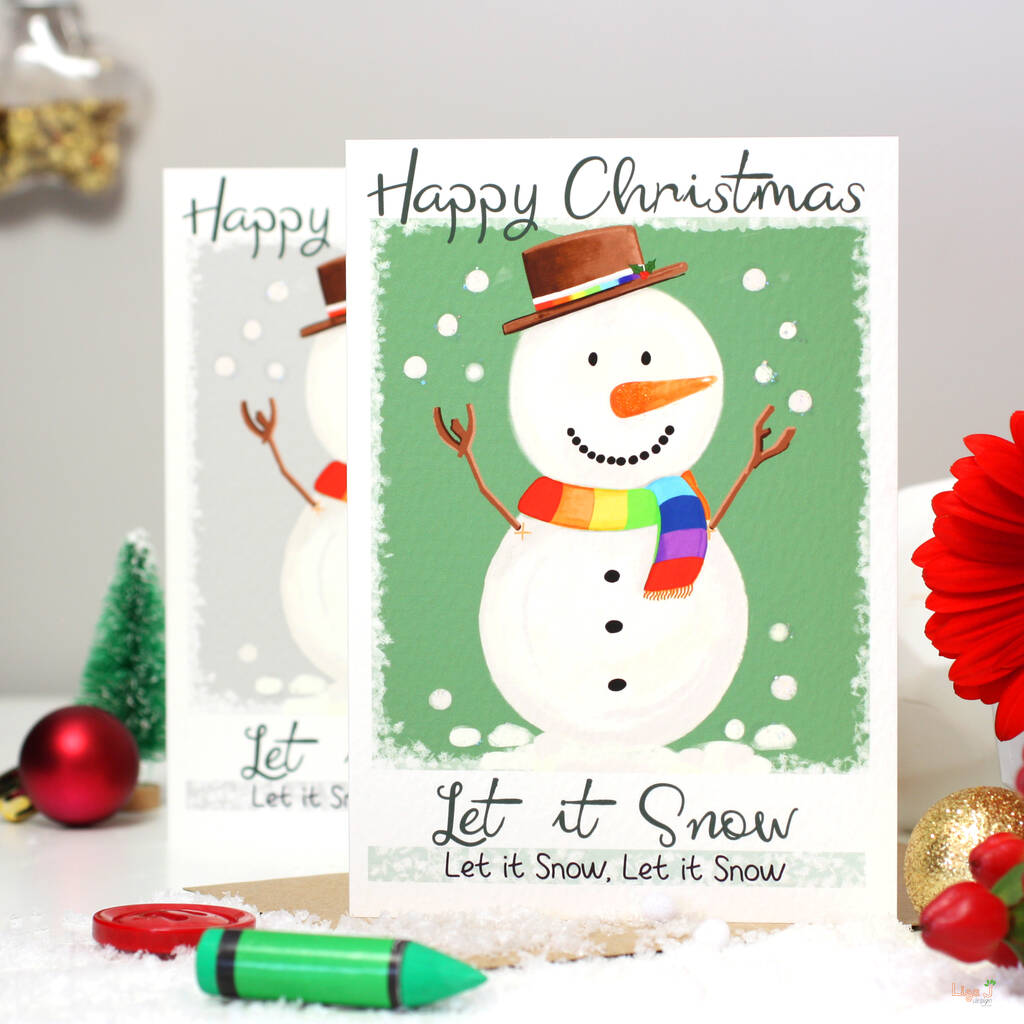 'Let It Snow' Snowman Christmas Card, 1 of 6