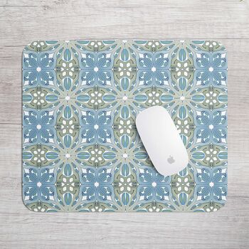 Art Deco Mousemat In Muted Blues And Greens, 2 of 7