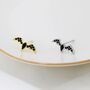 Black Cz Crystal Bat Stud Earrings In Sterling Silver, thumbnail 2 of 11