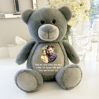 Personalised Photo Comfort Keepsake Teddy Bear Grey, 6 of 8