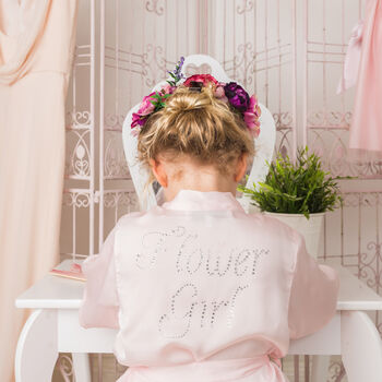 Personalised Flower Girl Child Diamante Dressing Gown, 2 of 8