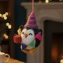 Handmade Felt Party Penguin Decoration, thumbnail 1 of 6