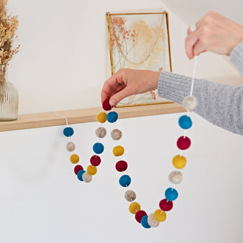 Handmade Multicoloured Felt Ball Garland, 4 of 10