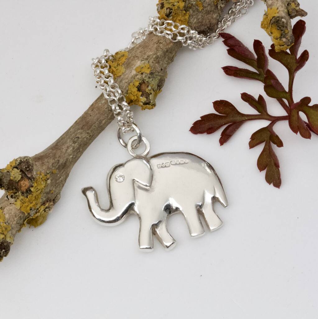 Lucky Indian Elephant Necklace, Trunk Up, 1 of 7