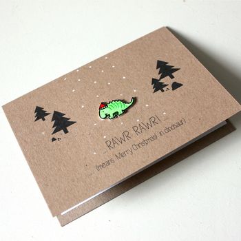 Dinosaur Card, Rawr! Means Merry Christmas In Dinosaur, 4 of 4