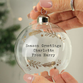 Personalised Gold Wreath Glass Bauble Decoration, 3 of 4