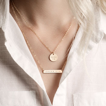 Personalised Bar And Disc Necklace Set, 2 of 8