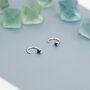 Sterling Silver Black Cz Open Huggie Hoop, thumbnail 3 of 10